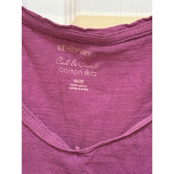 Women's Jewel Tone Stretchy Cotton Purple Lane Bryant V-Neck Top 18/20 - Picture 3 of 3
